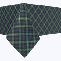 Square Tablecloth, 100% Polyester, 90x90", Blue & Green Tartan Plaid