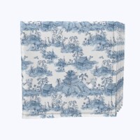 Napkin Set, 100% Polyester, Set of 12, 18x18", Chinoiserie Design