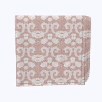 Napkin Set, 100% Polyester, Set of 4, 18x18 , Decorative Flowers on Lace