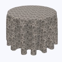 Round Tablecloth, 100% Polyester, 102" Round, Decorative Lace Pattern Black