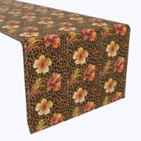 Table Runner, 100% Polyester, 14x108", Floral Animal Print