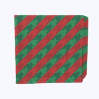 Napkin Set, 100% Polyester, Set of 4, 18x18 , Green & Red Houndstooth Stripe
