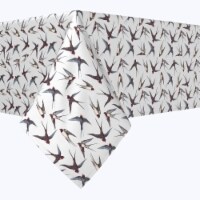 Square Tablecloth, 100% Polyester, 84x84", Hand Drawn Swallows
