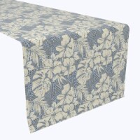Table Runner, 100% Polyester, 14x108", Hibiscus Houndstooth