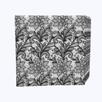 Napkin Set, 100% Polyester, Set of 12, 18x18", Lace Doodles Black & White