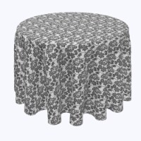 Round Tablecloth, 100% Polyester, 120" Round, Lace Flowers & Leaves