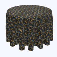Round Tablecloth, 100% Polyester, 114" Round, Leopards & Gold Chains