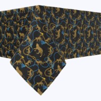 Square Tablecloth, 100% Polyester, 90x90", Leopards & Gold Chains