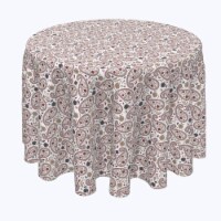 Round Tablecloth, 100% Polyester, 60" Round, Paisley & Flowers