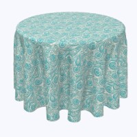 Round Tablecloth, 100% Polyester, 102" Round, Paisley Lace Teal