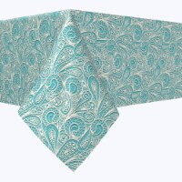 Rectangular Tablecloth, 100% Polyester, 60x84", Paisley Lace Teal