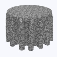 Round Tablecloth, 100% Polyester, 102" Round, Paisley Petals Black Lace