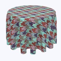Round Tablecloth, 100% Polyester, 84" Round, Retro Patchwork Houndstooth