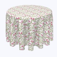 Round Tablecloth, 100% Polyester, 114" Round, Schlumberger Cactus