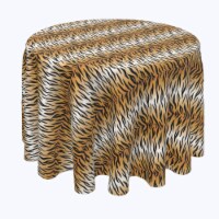 Round Tablecloth, 100% Polyester, 108" Round, Tiger Print