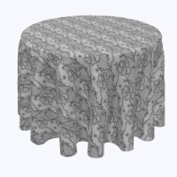 Round Tablecloth, 100% Polyester, 70" Round, Vintage Black Abstract Lace