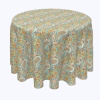 Round Tablecloth, 100% Polyester, 84" Round, Vintage Paisley Damask