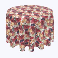 Round Tablecloth, 100% Polyester, 96" Round, Watercolor Floral & Grapes
