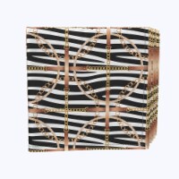 Napkin Set, 100% Polyester, Set of 12, 18x18", Zebra Chains & Ropes