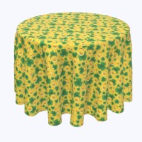 Round Tablecloth, 100% Polyester, 102" Round, Falling Gold and Shamrock Joy