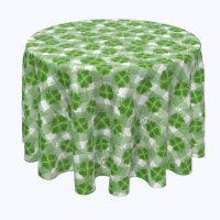 Round Tablecloth, 100% Polyester, 108" Round, Grassy Green 3D Shamrock