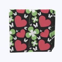 Napkin Set, 100% Polyester, Set of 4, 18x18 , Heart Meets Clover
