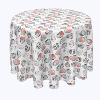 Round Tablecloth, 100% Polyester, 96" Round, Easter Tic Tac Toe