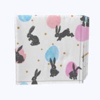 Napkin Set, 100% Polyester, Set of 4, 18x18 , Energizer Bunnies and Eggs