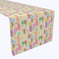 Table Runner, 100% Polyester, 14x108", Happy Easter Retro Cake
