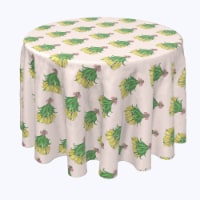 Round Tablecloth, 100% Polyester, 84" Round, Pink Bow Tie Bouquet