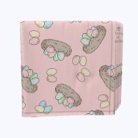 Napkin Set, 100% Polyester, Set of 4, 18x18 , Pretty Pastel Egg Nests
