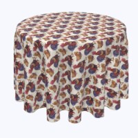 Round Tablecloth, 100% Polyester, 102" Round, Rooster and Chicken Friends