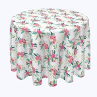 Round Tablecloth, 100% Polyester, 120" Round, Rustic Floral Arrangement