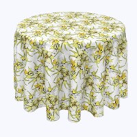 Round Tablecloth, 100% Polyester, 108" Round, Summer Daffodil Dil
