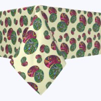 Rectangular Tablecloth, 100% Polyester, 60x84", Trippy Doodle Easter Eggs