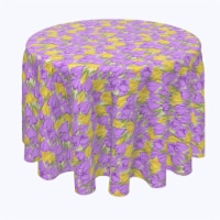 Round Tablecloth, 100% Polyester, 120" Round, Violet and Yellow Love Flowers