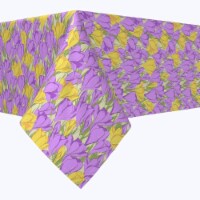 Square Tablecloth, 100% Polyester, 84x84", Violet and Yellow Love Flowers