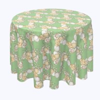 Round Tablecloth, 100% Polyester, 84" Round, Walking on Egg Shells