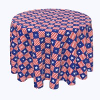 Round Tablecloth, 100% Polyester, 108" Round, Blue Diamonds in Red Stripes