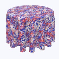 Round Tablecloth, 100% Polyester, 120" Round, Painted Firework Fun
