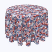 Round Tablecloth, 100% Polyester, 84" Round, Patriotic Geometric Patchwork