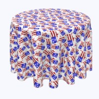 Round Tablecloth, 100% Polyester, 114" Round, Patriotica Puzzle Pieces