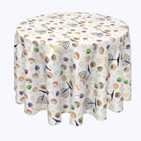 Round Tablecloth, 100% Polyester, 120" Round, Candelabrum Cartoon