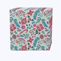 Napkin Set, 100% Polyester, Set of 12, 18x18", Christmas Candy Cane Celebration