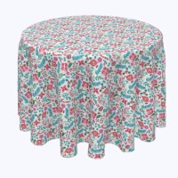 Round Tablecloth, 100% Polyester, 84" Round, Christmas Candy Cane Celebration