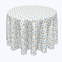Round Tablecloth, 100% Polyester, 70" Round, Cute Menorahs and Stars