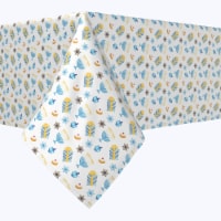 Square Tablecloth, 100% Polyester, 84x84", Cute Menorahs and Stars