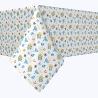 Square Tablecloth, 100% Polyester, 90x90", Cute Menorahs and Stars