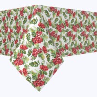Rectangular Tablecloth, 100% Polyester, 60x84", Decorative Red Berries