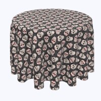 Round Tablecloth, 100% Polyester, 108" Round, Dia De Los Muertes Skulls